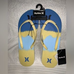 Hurley Flip Flops yellow/blue adult size 10